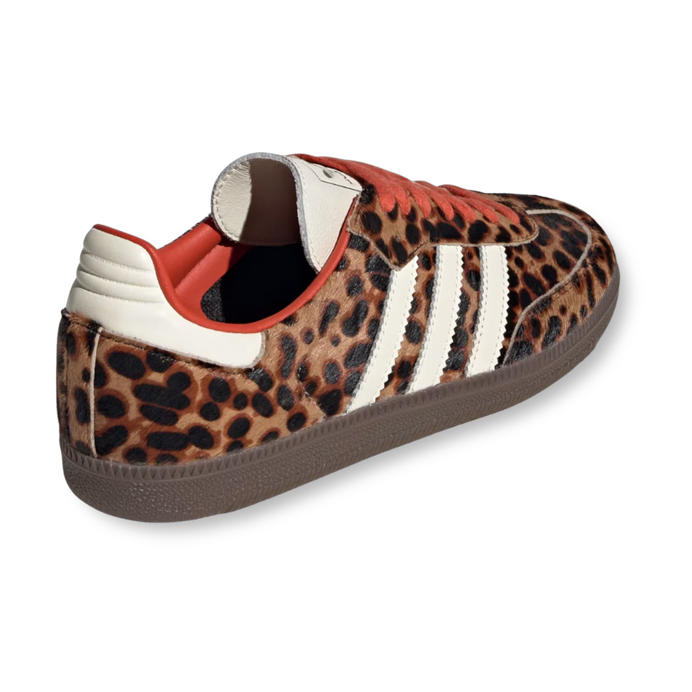 Dark leopard trainers with red laces